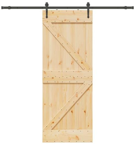 Schiebetür mit Beschlag 80x210 cm Massivholz Kiefer, Xichuzi Zimmertür, Eingangstür, Innentüren, Wohnungstür, Nebeneingangstür, Terrassentür - 3332649