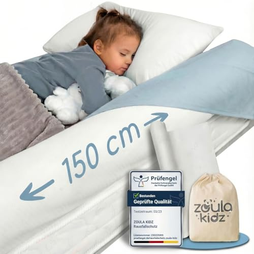 zoula kidz® aufblasbarer Rausfallschutz Bett Reise - OEKO-TEX® Stoffbezug - alle Betten - Bettschutzgitter Kinderbett Elternbett 120-200 cm Bettgitter - Rausfallschutz Boxspringbett - BPA-frei geprüft