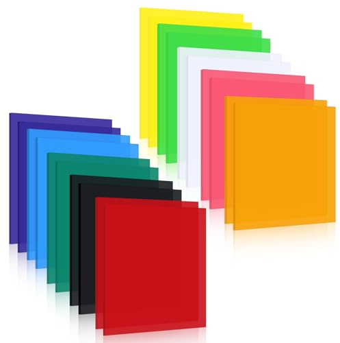 20 Pcs Colored Acrylic Sheets 20cm x 20cm, 3mm Thick Plastic Panels Colorful Acrylic Board for DIY Projects Laser Cutting Creative Crafts and Home Decoration