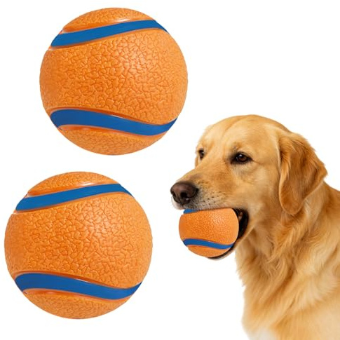 AMFUN Palla per Cani Interattiva, 2 Pezzi Alto Rimbalzo Palline Cane, Palla Indistruttibili per Cani di Piccola Media Grande Taglia, Ø 6cm