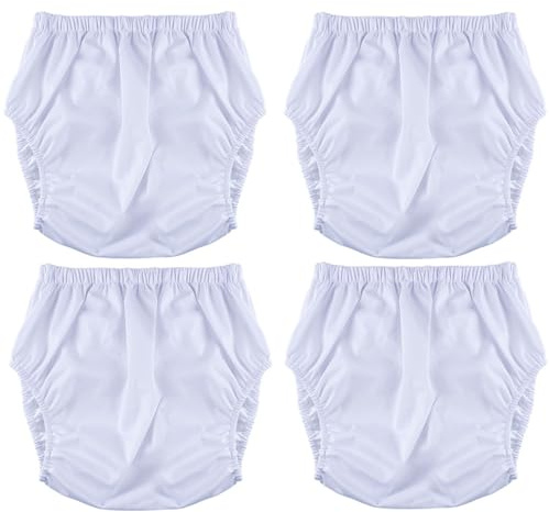 XUOUP 4 Stück wasserdichte TPU-Windelhöschen Für Erwachsene, Menstruationsunterwäsche, Geräuschlos Und Auslaufsicher, Waschbar, Für Lange AutofahrtenWhite,M