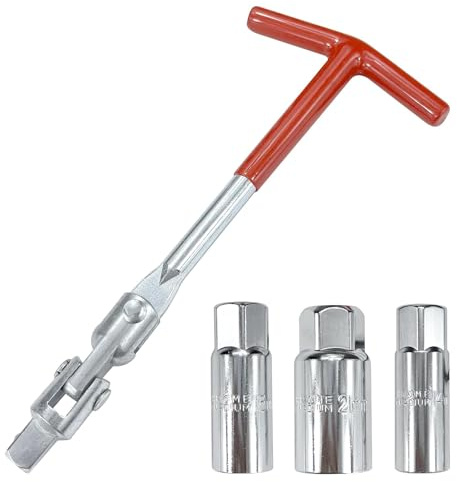 GWEOR Set Chiave Candela 4 Pezzi, Chiave per Candele Auto e Moto 14mm 16mm 21mm, Kit Bussole Candela Accensione Professionale con Impugnatura Ergonomica, Strumenti Rimozione Candele Universale
