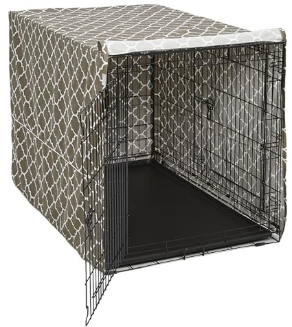 MidWest hem för husdjur XL hundlåda skydd med teflon tygskydd, poly-bomull integritet kennel skydd passar de flesta 122 cm lådor, brunt designtryck, tvättbar, minskar skällande