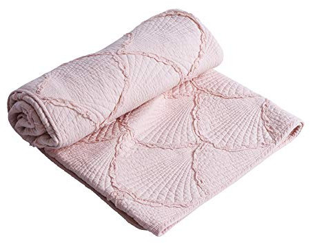 Patchwork Wohndecke Shabby Chic Sofadecke Quilt Rosa 140x200 cm Baumwolle Fächer Tagesdecke KDM025 Palazzo Exklusiv