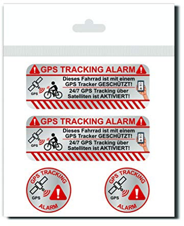 KOKOTEX 4 GPS Aufkleber Fahrrad Diebstahlschutz - Tracking Alarm Tracker Diebstahl vorbeugen 4 Stück Sticker