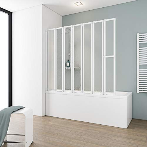 Schulte D131799 04 01 Komfort Duschabtrennung für Badewanne, alpinweiß, 7-teilig auf Wunschmaß