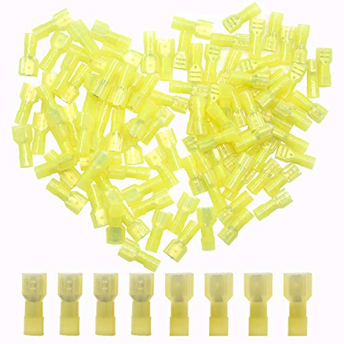 CEEYSEE 100 Pezzi Connettori Elettrici Rapidi Kit Terminali a Crimpare Nylon Di Connettori Femmina e Maschio – Per Cavi Da 4,0-6,0 mm² (Giallo/YNSY)