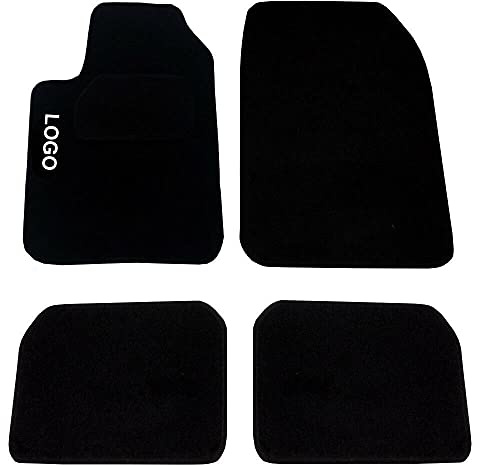 Susy Shop Alfombrillas de coche, ajuste universal, de alfombra, negro, para la parte delantera y trasera, con fijación en las alfombrillas