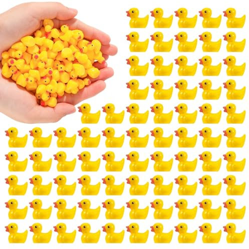 Halinuia Lot de 100 Mini Canard en résine Mini Canards - Petites Figurines Miniatures Figurines De Canard Figurines Miniatures Décoration pour Bricolage - Aquarium Jardin Paysage - Maisons de poupée