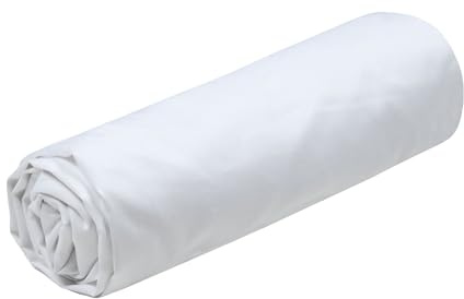 STOF Spannbettlaken, Größe 180 x 200 cm, große Spannhöhe 30 cm, Baumwoll-Perkal, 100% Baumwolle, Öko-Tex Zertifiziert, Farbe: Weiß, Modell Elysée – Bettwäsche für Zuhause, weich und bequem