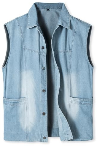 Harbrosrce Gilet di Jeans da Uomo Denim Senza Maniche Giacca Giubbotto da Moto Vintage Casual Capispalla