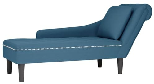 vidaXL Sdraio con Cuscino e Bracciolo Destro in Velluto Blu, Divano Chaise Longue, Poltrona, Divano Soggiorno, Salotto, Divano Lounge, Sedia Accento