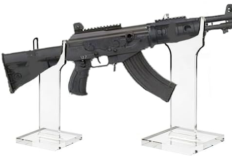 ZIYOUGOU 1 Pack Rifle Display Stand, Long Gun & Pistol Rack, Acrylic, Vertical Gun Display Stand (6+8 inch)