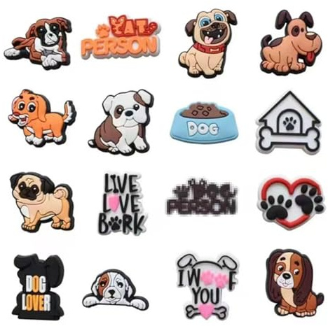 ZHjuju 16 Pcs Charm Zapatos Decoración, Adornos para Zapatos de Perros Temáticos, Accesorios para Zapatos de Perros, Decoración Impermeable para Zapatos, Sandalias para Niños, Adolescentes y Adultos