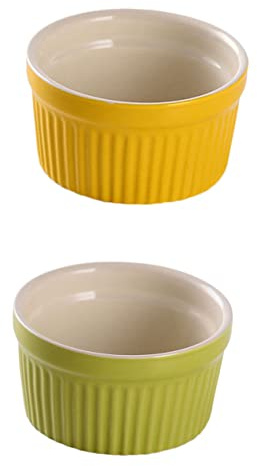 HEMOTON Lot De 2 Bols De Cuisson En Céramique Plats En Porcelaine Bols De Service Pour Crème Brûlée Dessert Pudding Bol De Cuisson Rond Plat De Cuisson En Céramique