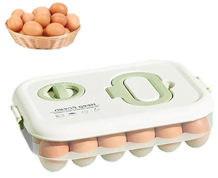 DIYCUT Huevera de 24 Huecos, Portátil Transparente Organizador de Huevos, Contenedor de Huevos, con Tapa Cierre Rápido Temporizador - para Nevera, Mesa & Alacena (Resistente Golpes)