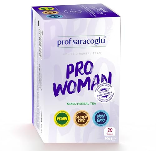 Prof Saracoglu 1 Box Pro-Woman Herbal Tea – Caffeine-Free Herbal Blend with Chamomile and Yarrow, Made for Women’s Daily Routine, 20 Organic Tea Bags in Resealable Box