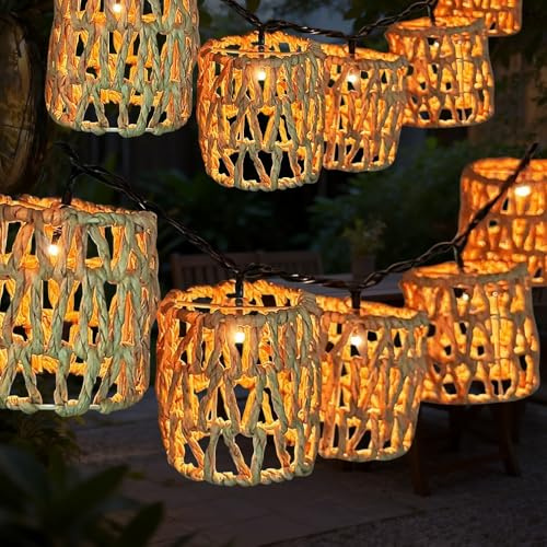 Lotvic Catena Luminosa Esterno Solare, Solare Luci da Esterno Giardino Solari con 10 LED Lanterna di Corda, IP44 Impermeabile Catena Luminosa per Terrazzo, Balcone (Quadrato)