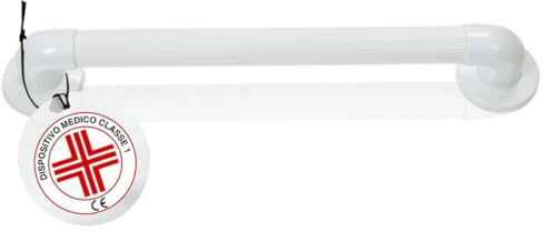 REMEDIA ONE – Maniglia Doccia Anziani da Parete in PVC, Maniglione Bagno Disabili, Maniglia per Doccia di Sicurezza – Bianca, 45 cm