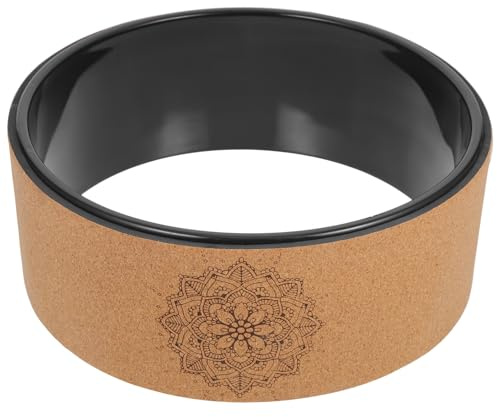 COOLHIYA Ruota Yoga in Sughero Naturale Antiscivolo per Esercizi di Stretching Schiena e Flessioni Indietro, Accessorio Fitness per Alleviare Dolori alla Schiena e Migliorare