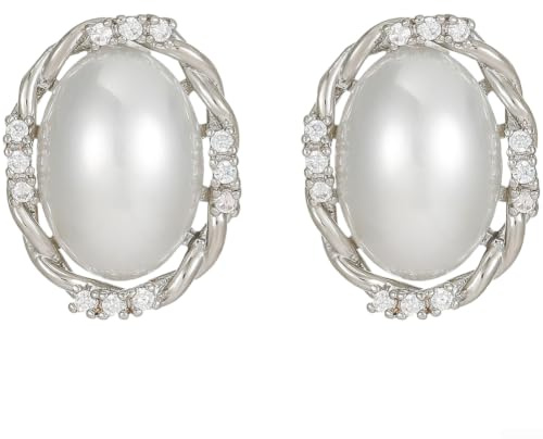 PureBowlic strass clip-on öronknoppar berlocker, elegant rosett tie-dekor för öppna öron, fe-stil koppartillbehör för träning och daglig användning, silver och guld, 2-pack (silver)