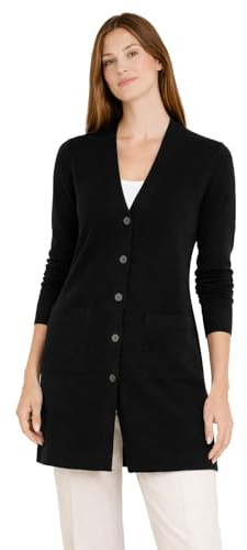 State Cashmere Button Front Fashion Cardigan - Long Sweater/Sweater Dress for Women Made with 100% Pure Cashmere Sourced from Inner Mongolia Goats - Soft, Lightweight & Versatile - (Black, Small)