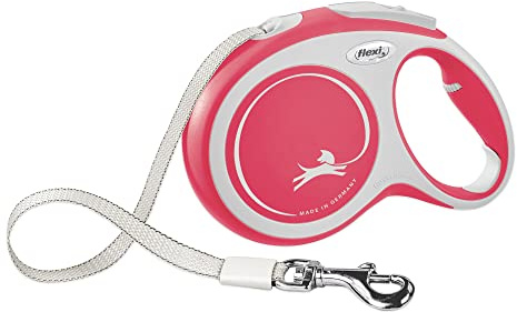 FLEXI New Comfort Tape Retractable Dog Leashes for Large Dogs Upto 110 lbs. – 26 ft., Red/Pastel | Tangle Free Pet Walking Leash with One-Handed Brake, Pause, Lock|German Quality Product