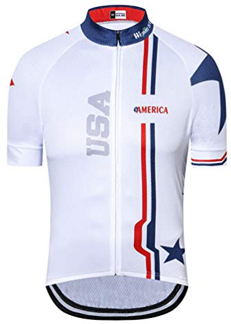 JPOJPO USA Cycling Jersey Men Short Sleeve Bike Shirts Biking Jersey Summer American Bicycle Tops with 3 Pockets Reflective