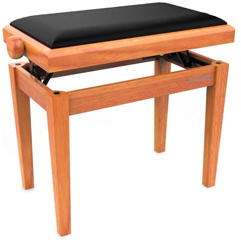 Audibax KB600 Oak Banco para Piano Teclado Ajustable Regulable. Acolchado. Roble