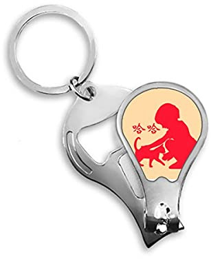 Niños jugando contorno Happy Haha Fingernail Clipper Cutter abridor llavero tijera