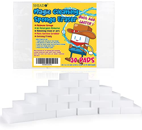 SHJADE Magic Sponges Cleaning Eraser, 30 Pack Melamine Foam Cleaning Pads, Multi-Functional Household Cleaning Sponges for Kitchen, Bathroom, Bathtub, Sink, Furniture, Wall Cleaner