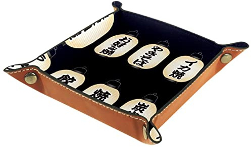 Vassoio in pelle Valet Vassoio Comodino Organizzatore Scrivania Piatto di Immagazzinaggio Catchall Lanterne di Carta Giapponese con Menù di Cibo