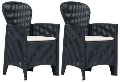 ZQQLVOO Patio Chairs with Cushion,Dining Chairs,Armchair,Lawn Chairs,Balcony Chairs,Garden Chairs,for Swimming Pools,Decks,Gardens,Backyards,2 pcs Anthracite Plastic Rattan Look