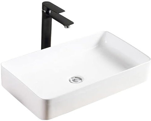 Rea Aufsatzwaschbecken Denis Waschtisch Handwaschbecken Waschschale Waschbecken für Badezimmer aus hochwertiger Keramik 615 mm x 350 mm x 110 mm (weiß)