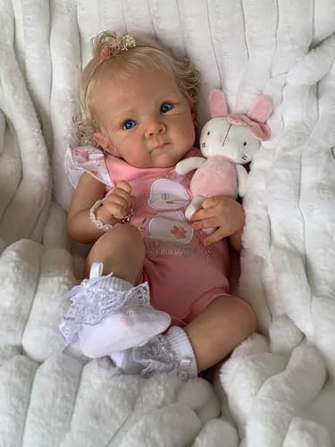 ROSHUAN Muñecas rubias Reborn de silicona de cuerpo completo de 18 pulgadas, muñecas realistas de bebé recién nacido que se ven en la vida real, anatómicamente correctas, muñecas de bebé con pelo para