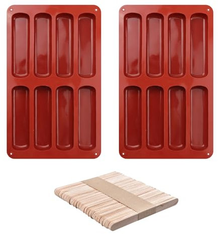 2 Stampi Lunghi in Silicone per 50 Bastoncini di Gelato - Accessori per Biscotti al Cioccolato Fai Da Te Da Cucina