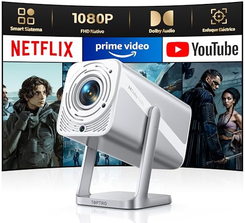 TOPTRO Projector 4K【Compatible with Netflix & DoIby Audio】FHD 1080P Smart Projector with 360° Adjustable Stand, 800 ANSI WiFi 6 Bluetooth, Auto Focus & Keystone, Home Cinema TV Projectors for Bedroom