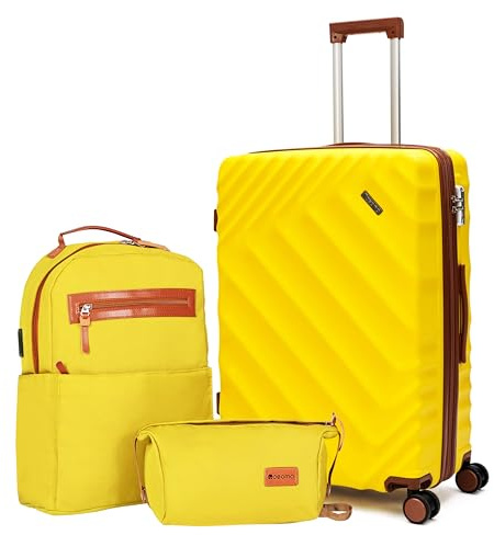Rosamo 3-Piece Hard Shell Expandable Luggage Set, Airline Approved Carry-On