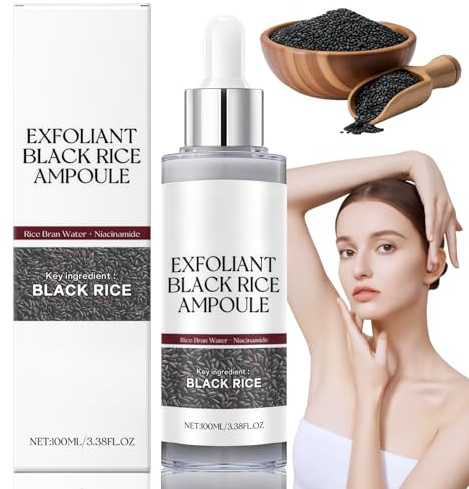 Exfoliant Rice Ampoule,Black Rice Exfoliating Peeling Solution,R/ice Exfoliator for Face,R/ice Ampoule Exfoliating Peeling Solution,Soft Ex/foliating Face,Serum Suitable for All Skin Types(Black Rice)