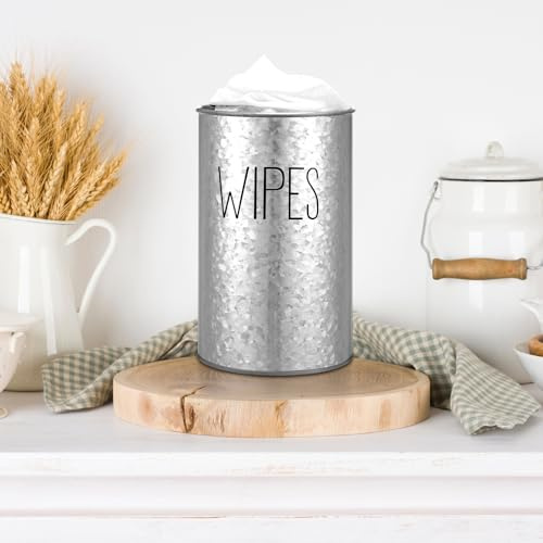 LemonRoad Wipes Dispenser for Bathroom Kitchen Counter Galvanized Iron Farmhouse Wipes Container Kitchen Decor Rustic Farmhouse Wipe Storage Organizer Caddy
