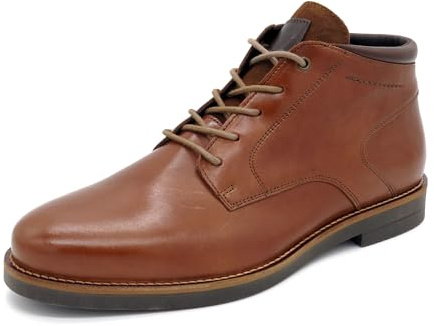 CASUAL Chukka Boots Herren Leder Schnürschuhe Stiefel Echtleder Desert Boots Schnürstiefel Schnürboots cognac braun 43