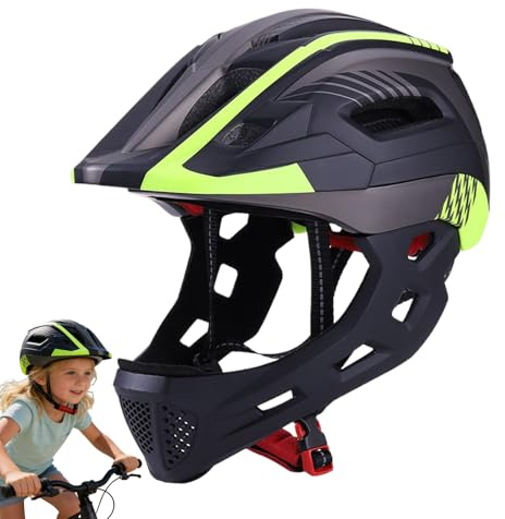 Casco Integral para niños - Equipo de Ciclismo | Casco Protector: diseño cómodo y Transpirable, Soporte para la Barbilla para niños y niñas, Patinaje, Paseos en Motocross de montaña