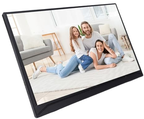 EMUKOEP Extern Bärbar Skärm, 15,6-tums Bärbar Skärm 1080P IPS Trådlös med USB C och Mini, för Mac IOS PC