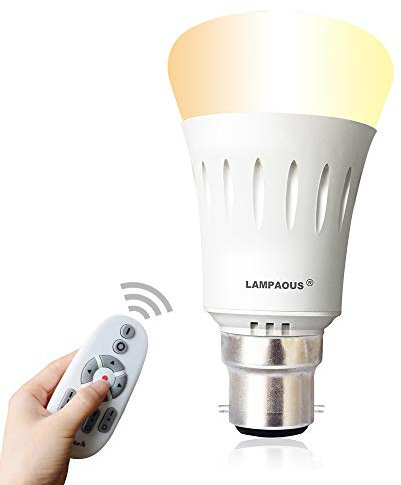 LAMPAOUS Smart Bayonet Light Bulb, A60 B22 Dimmable LED Bulb, 9W White Ambiance Lighting Bulb with Warm White, Natural White and Cool White Ajustable, 90 Lumen to 800 Lumen Dual White Dimmable