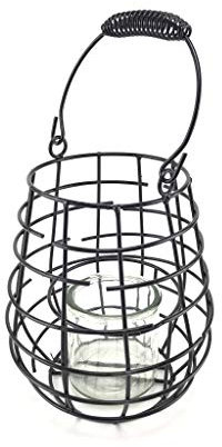 Laterne Windlicht aus Metall Schwarz - Höhe 18 cm - Metalllaterne für draußen als Gartenlaterne, oder Innen als Tischlaterne