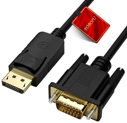 Foboiu DisplayPort to VGA Cable 6FT, Display Port DP to VGA Adapter Cord for Laptop/Desktop to Monitor/Projector, 1080P Male to Male (Not Bidirectional, Not Compatible with HDMI or USB)