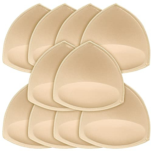 FANMAOUS 5 pairs Women's Triangle Bra Pads Inserts Removable Push Up Sports Bra Cups Replacements For Bikini Top Swimsuit (5 pairs beige C/D)