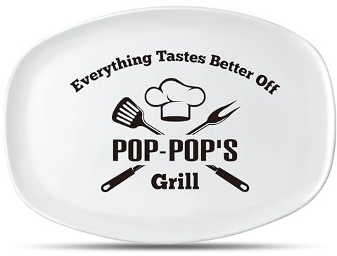 R HORSE Melamine Grill Platter Gift, BBQ White Oval Serving Tray Plate