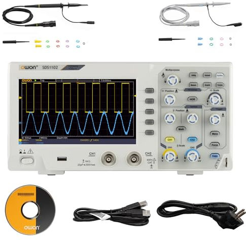 SDS1102 OWON Oszilloskop Desktop Leichtes Tragbares Oszilloskop 100MHz Bandbreite Zweikanalig 7 Farbbildschirm mit 1GS/s Abtastrate