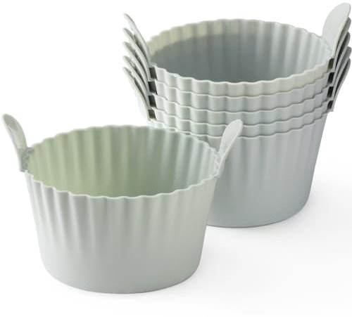 Bakecat Ramekins for Air Fryer, Air Fryer Egg Mould, Large Muffin Cases for Air Fryer (Pack of 6), Grey